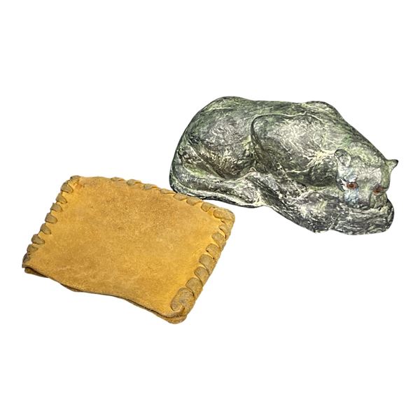 Carved Panther w/ Leather Pouch
