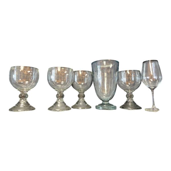 6pc - Glass Vase, Oversized Goblets & Wine Glass