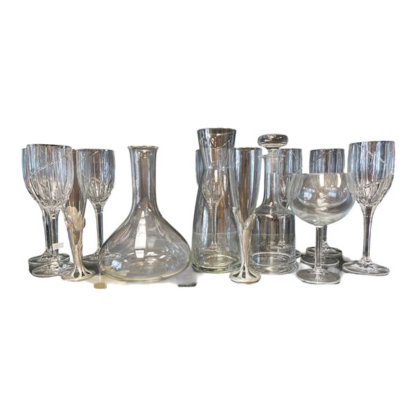 13pc - Glass Decanter, Wine Glasses & Champagne Flutes