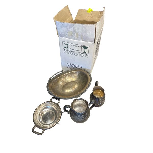 Box of Silver Plated Serving Ware
