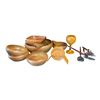 Image 1 : Shelf - Wooden Serving Set w/ Bowls, Coasters, Cup, Cutlery, Etc.