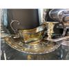 Image 2 : Group - Silver Plated Candle Holder, Tea Pot, Vase, Platter & Creamer