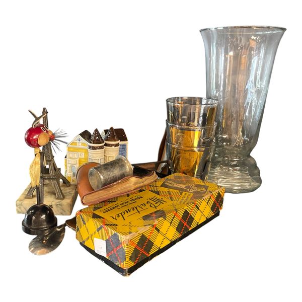 Group - Vase, Glasses, Mr. Bartender Jigger, Pocket Dictionary, Etc.