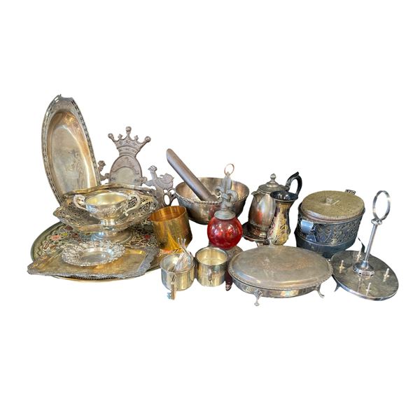 Shelf - Misc. Vintage Silver Plated Dishes, Bowls, Serving Dishes, Etc.