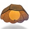 Image 3 : Vintage Swag Lamp with Glass Globe & 18" Woven Shade
