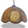 Image 1 : Vintage Swag Lamp with Glass Globe & 18" Woven Shade