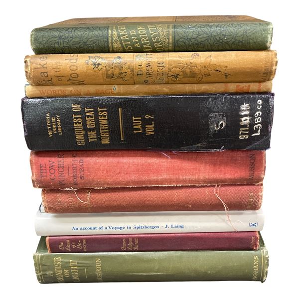 9 Vintage Books  * Featuring a 1918 "The Cow Puncher" by Robert J. C. Stead - (Majority of the books