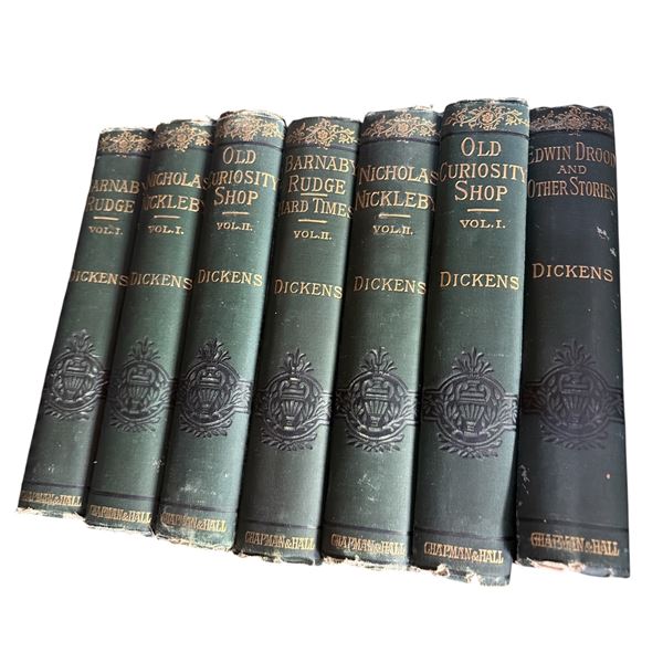 7 Volume Anthology of 1880 Charles Dickens Novels - Hardcovers