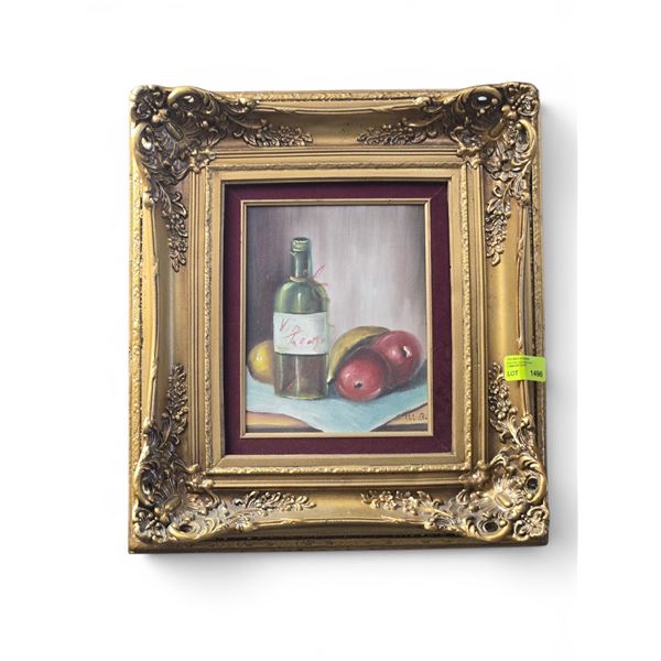 Acrylic on Canvas Painting in Vintage Wooden Frame