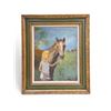 Image 1 : Framed Acrylic on Canvas Painting of Girl w/ Horse