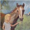 Image 3 : Framed Acrylic on Canvas Painting of Girl w/ Horse