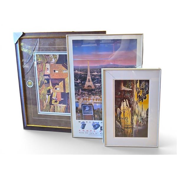 3 pc - 1998 World Cup Soccer Print / 1998 Goodwill Games Print / "House At Perry Sound" Print by A.J