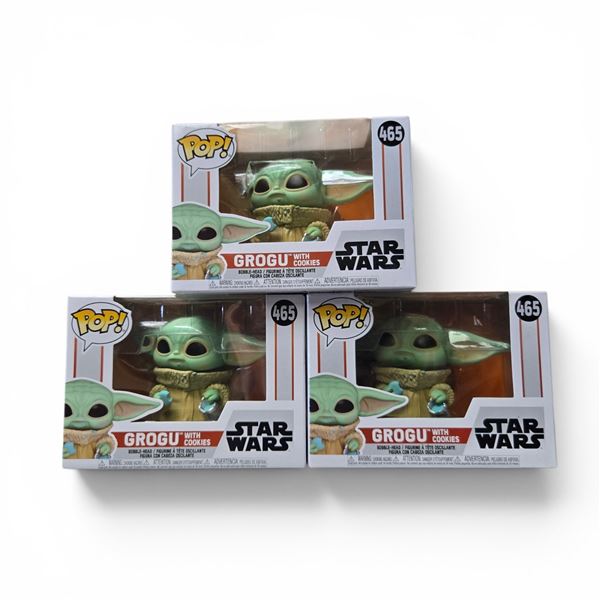 3 Set of Funko Pop #465 Starwar Grogu Figurines