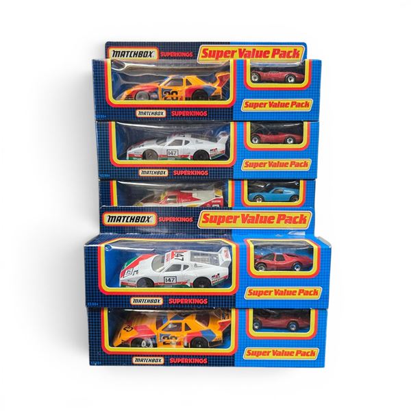7 Vintage Matchbox Superkings Super Value Packs Diecast Race Cars