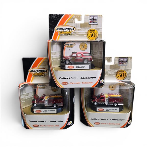 Matchbox Collectables 50th Anniversary Diecast: Chevy and Ford Firetrucks