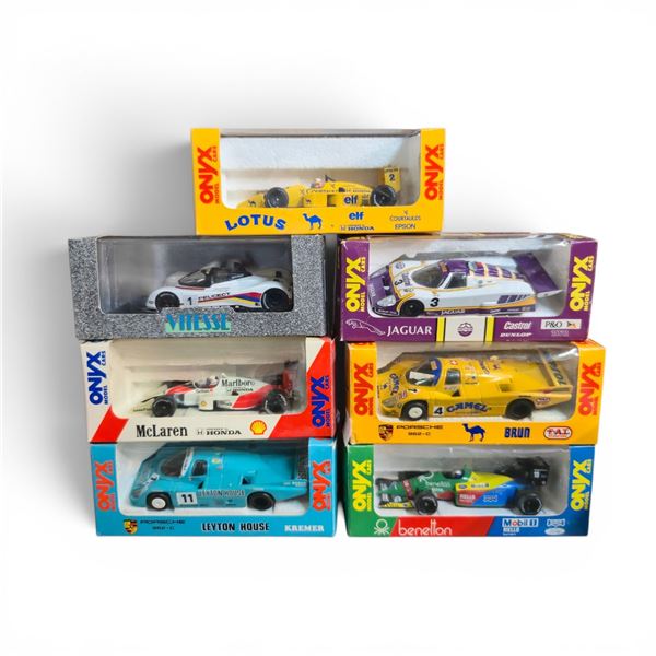 7 Rare High Quality Onyx & Vitesse Diecast Race Cars: Porsche, MacLaren, Lotus, Jaguar, Benetton +