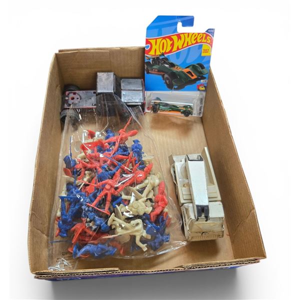 Assorted Vintage Toys: Toy Soldiers, Tonka and Hotwheels Diecast