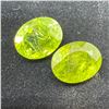 Image 2 : Pair of Natural Himalayan Peridot Gemstones - 12.42 CTW (Oval  Cut - 12.6mm x 9.9mm x 5.9mm each )