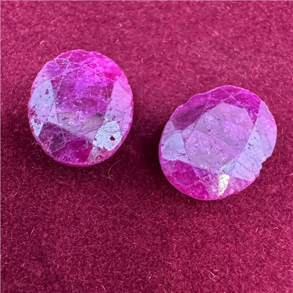 Pair of Natural Madagascar Ruby Gemstones -10.55 CTW (Oval Cut - average size 11.63 x 9.47 x 4.65mm)