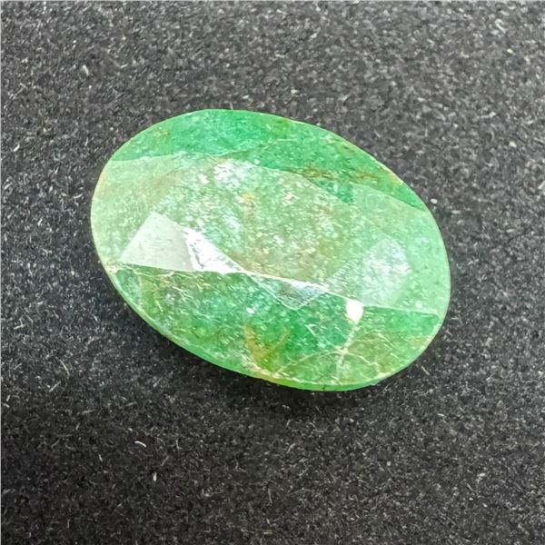 7.65 CT Natural Zambian Emerald Gemstone -  (Oval Mixed Cut - 16.6mm x 12.6mm x 5.7mm) * Includes Ge