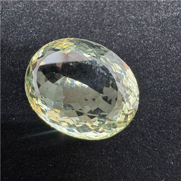 61.09 CT Natural Prasiolite Gemstone - Pale Green (Oval Checkerboard Cut - 22.3 x 16.0 x 11.3mm) * I