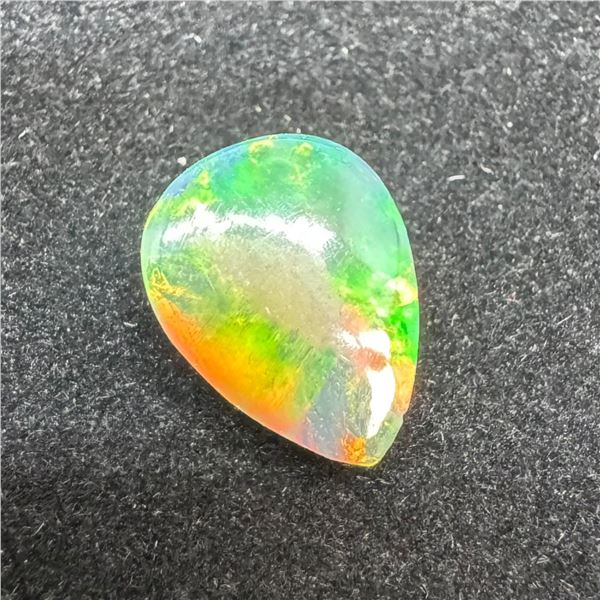 3.36 CT Natural Welo Black Opal Gemstone -  (Polished Pear Cabochon - 13.64mm x 10.46mm x 5.87mm ) *
