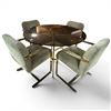 Image 1 : Milo Baughman Style Dining Set Glass Top Table with Brass Lags and Chair Supports