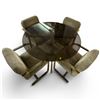 Image 2 : Milo Baughman Style Dining Set Glass Top Table with Brass Lags and Chair Supports