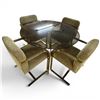 Image 3 : Milo Baughman Style Dining Set Glass Top Table with Brass Lags and Chair Supports