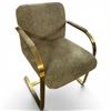 Image 4 : Milo Baughman Style Dining Set Glass Top Table with Brass Lags and Chair Supports