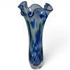 Image 1 : F&C Poland Crystal Swung Splatter Vase - Complete with Signature & Sticker - 12" tall x 6" wide at t