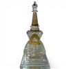 Image 1 : Art Glass Pagoda Stupa Perfume Bottle - 10" tall on a 5" x 5" base (One tiny chip on the stopper)