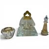 Image 2 : Art Glass Pagoda Stupa Perfume Bottle - 10" tall on a 5" x 5" base (One tiny chip on the stopper)