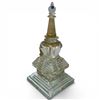 Image 3 : Art Glass Pagoda Stupa Perfume Bottle - 10" tall on a 5" x 5" base (One tiny chip on the stopper)