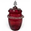 Image 1 : Antique Victorian Ruby Glass Candy Jar - 10" tall x 6" diameter