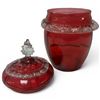 Image 2 : Antique Victorian Ruby Glass Candy Jar - 10" tall x 6" diameter