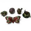 Image 1 : 5 Enameled Metal Trinket Boxes with Rhinestones & Crystals - Peacock is 2.5" tall