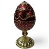 Image 1 : Enameled Russian Style Musical Egg with Rotating Christmas Scene Inside - 7" tall x 4" diameter (Spr
