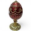 Image 2 : Enameled Russian Style Musical Egg with Rotating Christmas Scene Inside - 7" tall x 4" diameter (Spr