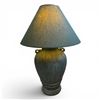 Image 1 : Large Green  Terracotta Lamp with Matching Shade - 31" tall with a 19" diameter shade