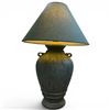 Image 2 : Large Green  Terracotta Lamp with Matching Shade - 31" tall with a 19" diameter shade