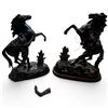 Image 1 : 2 Vintage Spelter "Marly Horses" with Dark Finish in the Style of Guillaume Coustou (One has a broke