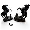 Image 2 : 2 Vintage Spelter "Marly Horses" with Dark Finish in the Style of Guillaume Coustou (One has a broke