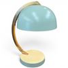 Image 1 : Retro Celedon Green Metal Lamp with Brass Arm - 14" tall with 9" diameter shade