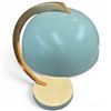 Image 2 : Retro Celedon Green Metal Lamp with Brass Arm - 14" tall with 9" diameter shade
