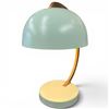 Image 3 : Retro Celedon Green Metal Lamp with Brass Arm - 14" tall with 9" diameter shade