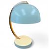 Image 1 : Retro Celedon Green Metal Lamp with Brass Arm - 14" tall with 9" diameter shade  (small dent in the 