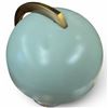 Image 3 : Retro Celedon Green Metal Lamp with Brass Arm - 14" tall with 9" diameter shade  (small dent in the 