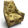 Image 1 : 1960s/70s High Back Arm Chair on Casters with Olive and Gold Floral Upholstery