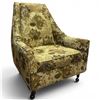 Image 2 : 1960s/70s High Back Arm Chair on Casters with Olive and Gold Floral Upholstery